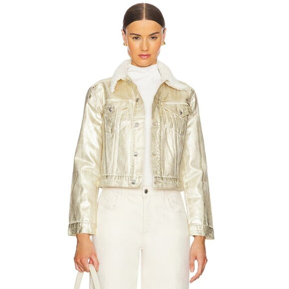 SIMKHAI Copeland Jacket in Matte Gold - Picture 1 of 4